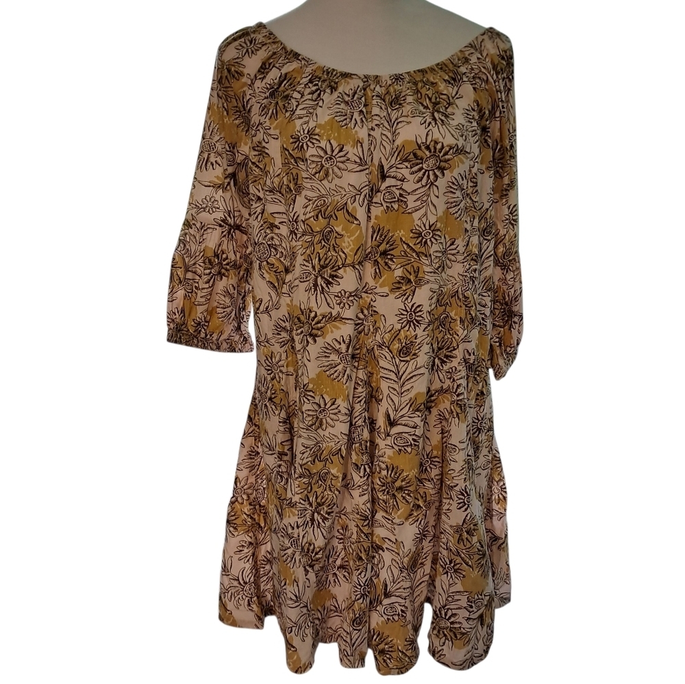 Anthropologie Boho Floral Mini Dress – Open Back Tie Detail – Daily Practice